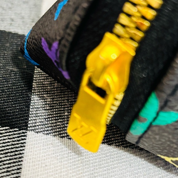 Luxury-Inspired Black Multicolor Monogram Cosmetic Pouch Trio - Picture 3 of 9